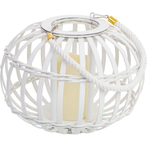 Farol de bambú y madera con vela a pilas D27x20h cm (1/5)