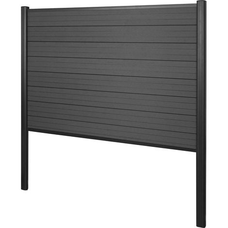 WPC-Sichtschutz Savoie, Zaun Windschutz, Alu-Pfosten zum Einbetonieren Basiselement, 190cm anthrazit