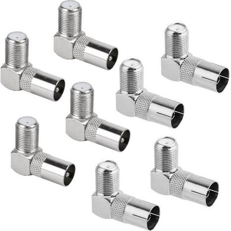 8 Pièces 90 Degrés Type F Femelle à PAL Connecteurs Mâle/Femelle, Angle Droit Connecteurs pour Antenne Satellite, Idéal pour Téléviseurs LED, LCD et Plasma \ufeff (1/5)