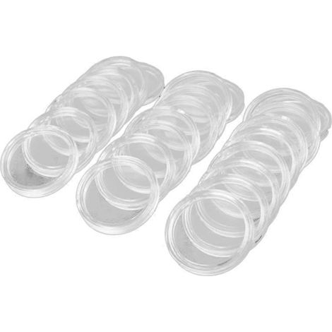 Boîte de rangement pour 100 capsules rondes transparentes en plastique de 21 mm (1/5)