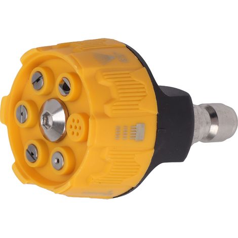 Buse pulvérisateur haute pression 6 en 1 multifonction adaptable raccord rapide 1/4 noir et jaune (1/5)