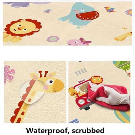 Tapis de Jeu pour Enfant Bebe 180x100x1cm Tapis de Sol Epais Pliable Reversible - Imperméable Double Face - Tapis d'éveil pour Bébé (1/4)