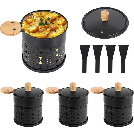 Appareil Raclette Bougie à Revêtement Antiadhésif,Coupelle Raclette Individuelle de Fusion Rapide sans Fil pour Fromage Fondu Chocolat Oeuf Frit à Table,dans Jardin,en Camping,Pelles (1/5)