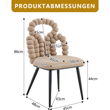 Fauteuils de table en velours beige chamois (pack de 2) à dossier en chaîne, piètement acier noir époxy résistant, parfaits pour salle à manger, entrée et séjour (1/5)