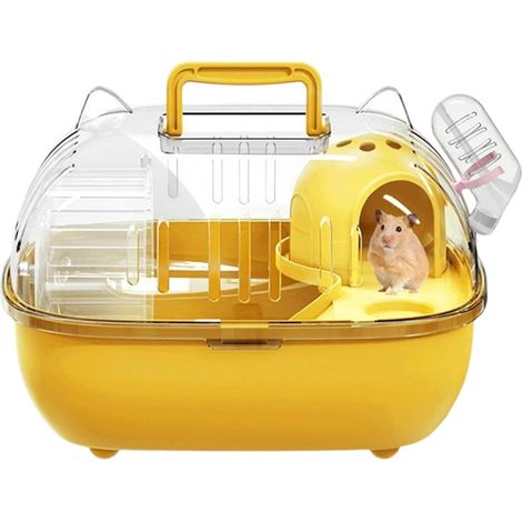 1 Sac de Transport pour Rongeurs, Matériau PP Transparent, Avec Bouteille d'Eau, Pour Hamster Lapin Lézard