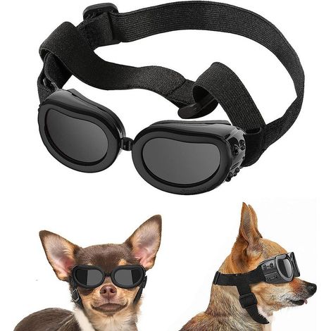lunettes Pour Chiens- Noir, Lunettes De Soleil Pour Animaux De Compagnie Rglables, Lunettes De Protection Tanche La Poussire Anti-uv, Coupe-vent (1/5)