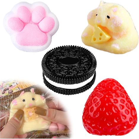 Taba Lot de 4 jouets spongieux en forme de patte de chat pour calmer l'anxiété et améliorer la concentration, jouets sensoriels pour adultes, fête d'anniversaire (1/5)