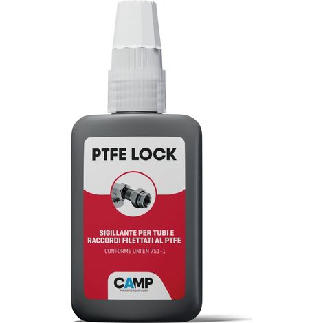 CAMP Ptfe Lock Sigillante Professionale Additivato Al Ptfe Per Tubi E Raccordi Filettati, Per Impianti Aria, Gas, Acqua, Oli, color Bianco, 50 ml