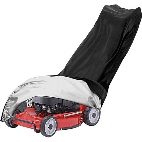 Wasserdichte Rasenmäherabdeckung mit Kordelzug, winddicht, staubdicht, UV-beständig, 210D Oxford-Gewebe, Abdeckung für handgeführte Rasenmäher (193 x 64 x 112 cm) (1/4)
