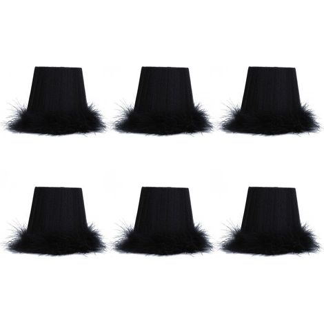 Jeffergarden Abat-jour suspendu en tissu avec bord en plumes, 6 pièces, accessoires de décoration pour lustre (1/5)
