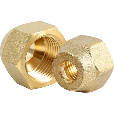 Set consisting of 2 3/8" connection nuts, brass clamping cap, refrigerant line, crimp sleeve and 3/8" nuts for mounting split air conditioning units (1/5)
