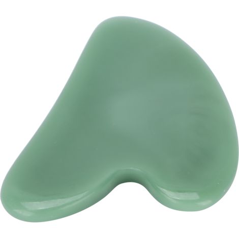 Outil de massage facial Gua Sha en pierre de jade naturelle, planche de massage Gua Sha pour soulager les tensions du visage, couleur pêche et vert foncé.