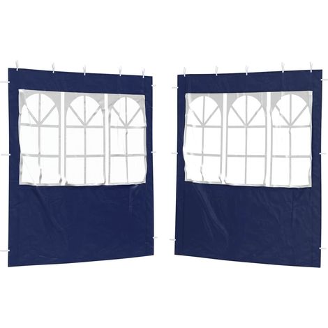 Party Tent Sidewall 2 pcs 200 x 195 cm Blue PE and Steel vidaXL