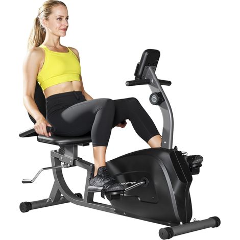 Vélo d'appartement semi-allongé magnétique, 8 niveaux, écran LCD, siège réglable, 135 kg
