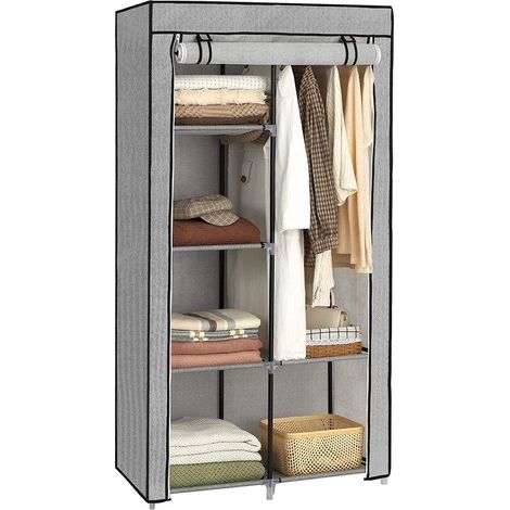 Penderie En Tissu, 2 Tringles à Vêtements, 6 étagères, 88 X 45 X 168 Cm (1/5)