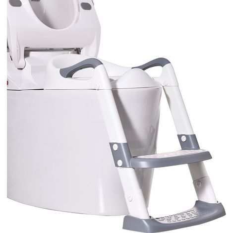 Kinder-Toilettenturm, Toilettenerhöhung mit Tritthocker, Toilettenturm mit PU-Kissen, Kinder-Toilettenadapter, Toilettensitz für 1-7 Jahre alte Kinder (Grau)
