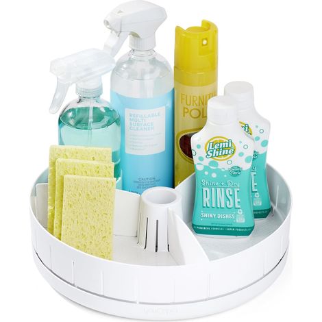 Plateau tournant sous évier avec séparateurs réglables, Organiseur Lazy Susan pour Placard de Cuisine ou Salle de Bain (1/5)