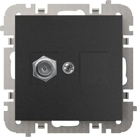 Santra 1xToma de TV, tipo FF, sin marco, empotrada, negra 4186-19