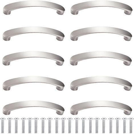 10 silberne Möbelgriffe mit 20 Schrauben, Schubladengriffe, 96 mm Lochabstand, moderne Küchengriffe aus Aluminiumlegierung, ideal für Küche, Schlafzimmer und Wohnzimmer (1/4)