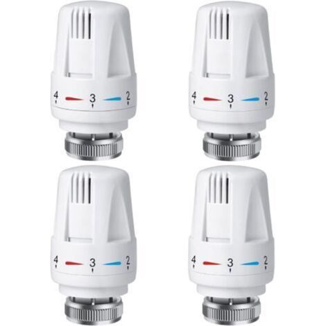Aiperq 4 PCS Tête Thermostatique Radiateur, Tête Thermostat Radiateur TRV M30 x 1,5, Vanne Thermostatique Radiateur, Vannes de Radiateur de Radiateur pour Système de Chauffage pour Maison et Bureau
