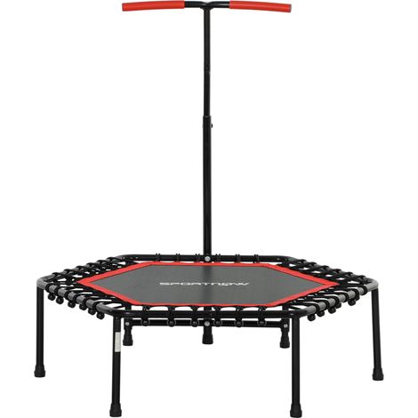 Trampoline de fitness 114 x 114 x 132 cm avec poignée réglable à 3 niveaux et cadre en acier rouge (1/5)