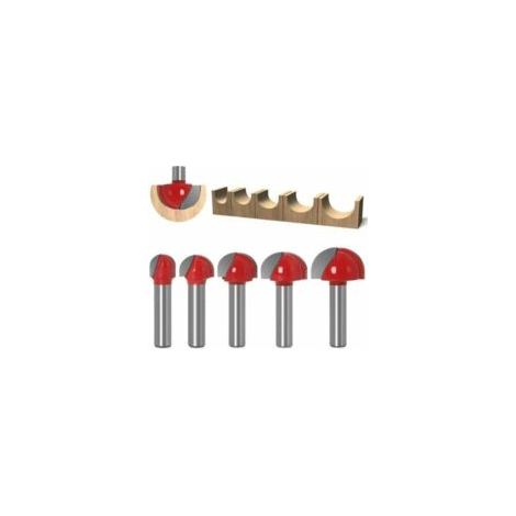 Rundboden-Holzfräser, 5-teiliges Set, 8 mm Schaftdurchmesser, 12/16/19/22/25,4 mm Hartmetall-Nutfräser, geeignet für Fräser. – Crezuo