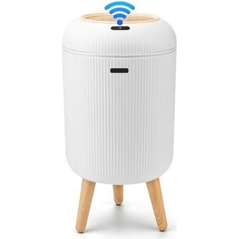 Poubelle automatique 10 L à capteur - Poubelle électrique avec couvercle pour cuisine et salle de bain - Étanche et anti-odeurs pour bureau, chambre, toilettes - Blanche, silencieuse (1/5)