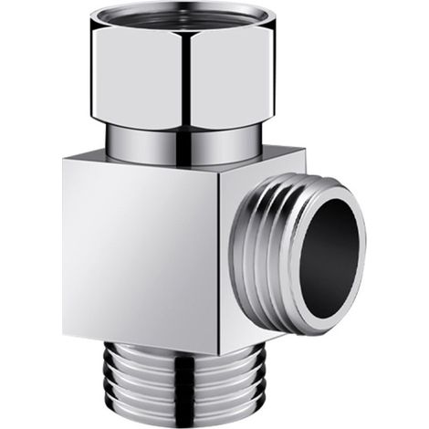 1 Stück T-Adapter Dreiwege-Umstellventil für Dusche Schlauch-T-Stück für Küchenduschen Handbrausen allgemeine Ersatzteile poliertes Chrom Silber (1/5)