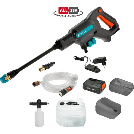 GARDENA Akku-Mitteldruckreiniger AquaClean 24/18V P4A Premium Set Mitteldruckreiniger 24 bar