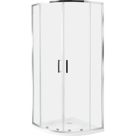 Cabina de ducha vidrio templado puerta doble corredera plateado 80 x 80 x 185 cm Jukatan