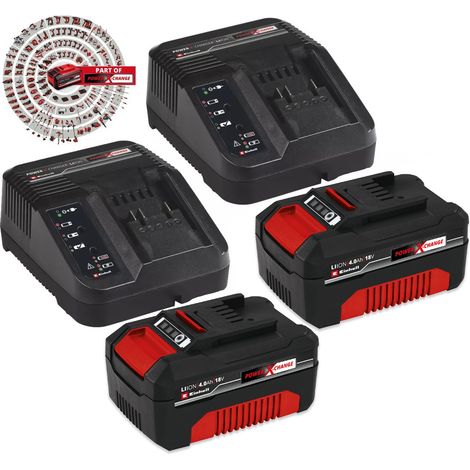 Einhell 18v / 36v Power X-Change Kit - 2x 4.0Ah Battery + 2x 3ah Fast Charger (1/5)