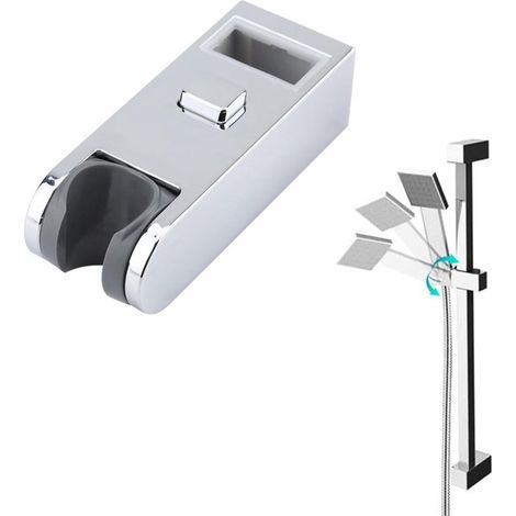Supporto universale per doccia - supporto in ABS cromato, altezza regolabile, cursore per doccetta - accessorio bagno con asta per doccia - 30 x 15 cm. (1/5)