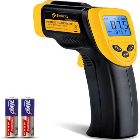Pistolet de mesure de température laser infrarouge, adapté aux cuisinières, cuisines, réfrigérateurs, jaune, (1/4)