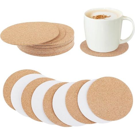 16 runde Korkuntersetzer (8 cm Durchmesser), aus Kork, hitzebeständig, für Zuhause, Büro und Gläser in der Kneipe (1/5)