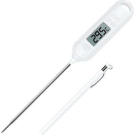 Termómetro De Cocina - Sonda De Acero Inoxidable De 13,5 Cm - Pantalla LCD Digital - °C/°F - Función Hold - Apagado Automático - Para Carne Leche Aceite Vino BBQ Agua Caliente - 1 Unidad (1/5)