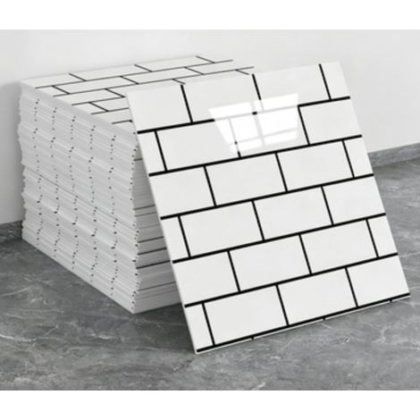 Un juego de 10 paneles de papel pintado autoadhesivos con estampado de mármol (no son azulejos reales, dimensiones: 30 x 30 cm). (1/5)