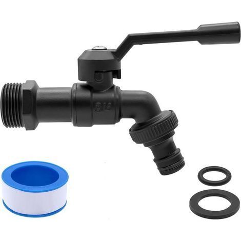 Robinet extérieur noir mat avec rallonges - Robinet d'eau - Noir mat - Robinet extérieur - Robinet noir - Fixation murale - Robinet pour lave-linge - Baignoire - Toilettes - Pour salle de bain, jardin (1/5)