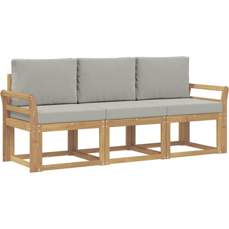 Set di divani da esterno 3 pcs Bianco e Grigio Chiaro vidaXL