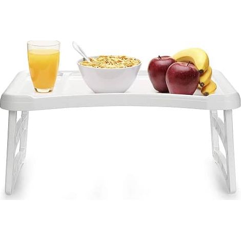 PLASTICFORTE bandeja cama plegable blanca , Bandeja de cama blancaFabricada en plástico de alta calidadPerfecta para servir en camaFácil limpiezaColor blancoMed (1/4)