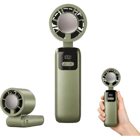 Ventilateur Portable Pliable 199 Vitesses, Ventilateur Rechargeable avec Refroidissement Glacé,Vert (1/5)