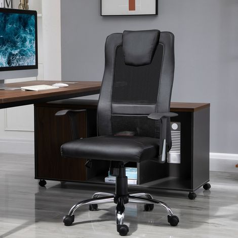 Vinsetto Bürostuhl Drehstuhl höhenverstellbar Chefsessel Schreibtischstuhl ergonomisch PU schwarz 66 x 73 x 108-118 cm