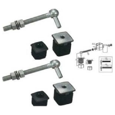2 Charnières avec bouchons alu pour portillon de jardin avec tige filetée 180 mm pour profil 50 x 50