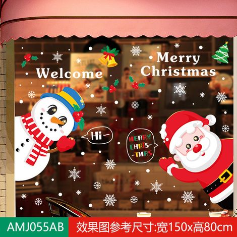 Autocollants de Noël pour centres commerciaux, magasins, vitrines, sapins de Noël, flocons de neige, boules à suspendre, nœuds décoratifs et autocollants statiques pour vitres.