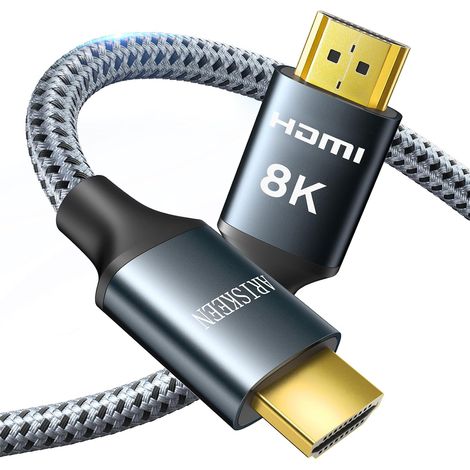 Câble HDMI 2.1 8K 2.5M, 48Gbps Câble HDMI Tressé en Nylon Haute Vitesse, Prend en Charge 8K@60HZ, 4K@120Hz, Compatible avec PS5/4 TV Switch Monitor Blu-ray Soundbar (1/5)