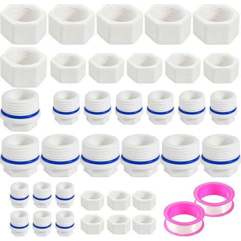 Bouchons D'obturation pour Conduite d'eau avec Joint, 36 Pièces Filetage Extérieur et Intérieur 1/2«, 3/4 » et 1 Pouce Bouchons en Plastique pour Lave-Linge Lave-Vaisselle Alimentation en Eau (1/5)