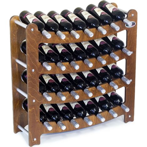 Cantinetta Portabottiglie in Legno Scaffale mobile per Bottiglie vino MADE IN ITALY mod. Syrah Noce B.28 L75 x P25 x 75H (1/2)