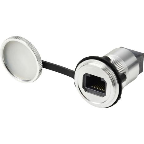 TRU COMPONENTS TRU COMPONENTS RJ45/CAT5 Einbaubuchse, Buchse/Buchse, IP67, Metall, Silber TC-143784 (1/3)