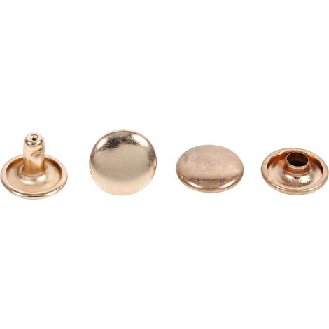 100 jeux de rivets à double tête 8 x 10 mm en métal pour la réparation du cuir, clous décoratifs à pointes (doré) (1/2)