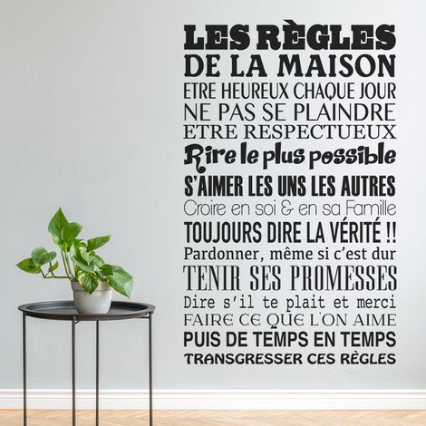 Sticker Mural - Citation Règles de la maison - 87x134 cm - Noir (1/3)