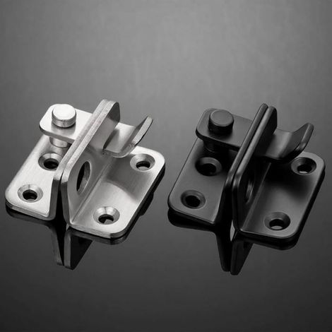 Lot de 2 loquets à bascule en acier inoxydable noirs, trou pour cadenas, portes de grange et portails, 46 x 45 mm (1/4)